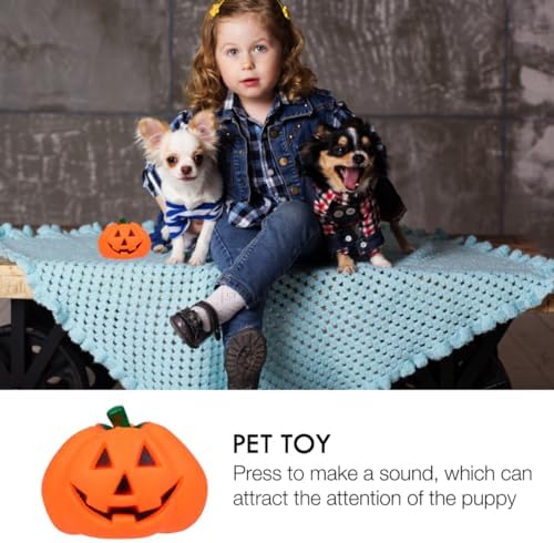 Homoyoyo 3Pcs Pumpkin Shaped Dog Sound Toy, Squeaky Pet Ball Toy for Training and Interactive Play, Assorted Colors, 3.14 x 3.14 x 2.36 Inches