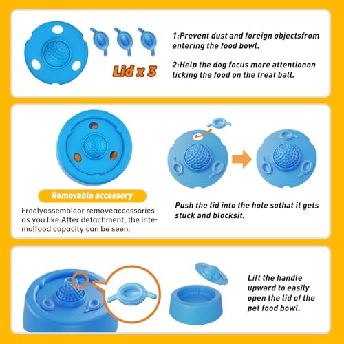 Dog Lick Bowl with Rolling Ball, Interactive Slow Feeder Bowl for Liquid Treats, Yogurt, Bone Broth & Wet Food, Non Slip Dog Enrichment Toy to Reduce Anxiety & Slow Eating for Small Medium Large Dogs