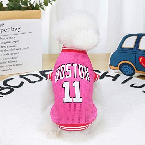 Dog Clothes Basketball Mesh Breathable T-Shirt,Pet Clothes Puppy Sportswear Spring/Summer Fashion Dog Shirt. (Pink, Medium)