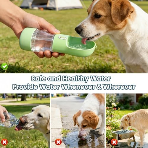 Portable Dog Water Bottle - 2in1 Dog Water Dispenser Bowl & Food Container