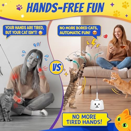 CATPICK Automatic Interactive Cat Toy, Flying Bird Wand for Indoor Cats