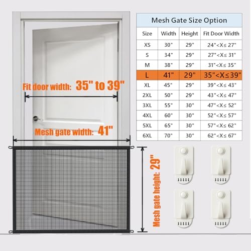 2-Pack Dog Gate for Stairs Pet Gates for The House: Dogs Screen Mesh Gate for Doorways Stairways Indoor Safety 29 inches Tall, 41 inch Wide