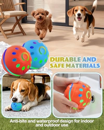 Zoomsnail 2 Pack Interactive Dog Toys with Lights, BPA-Free Automatic Dog Balls, 2 Modes, Rechargeable Waterproof Rolling Dog Ball Toys for Small & Medium Dogs, Interactive Dog Ball Gift Set
