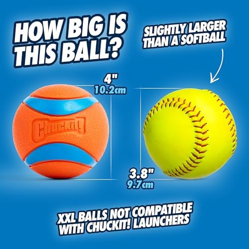 Chuckit! Ultra Ball Dog Toy, Size XXL, 4-in Diameter, for Dogs 100+lbs