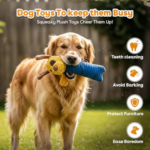 NatureTailsPaw Soft Dog & Cat Toy – Cute Squeaky Interactive Chew Toy for Puppies & Kittens, Durable Plush Teething Toy for Small, Medium & Large Breeds (Cow)
