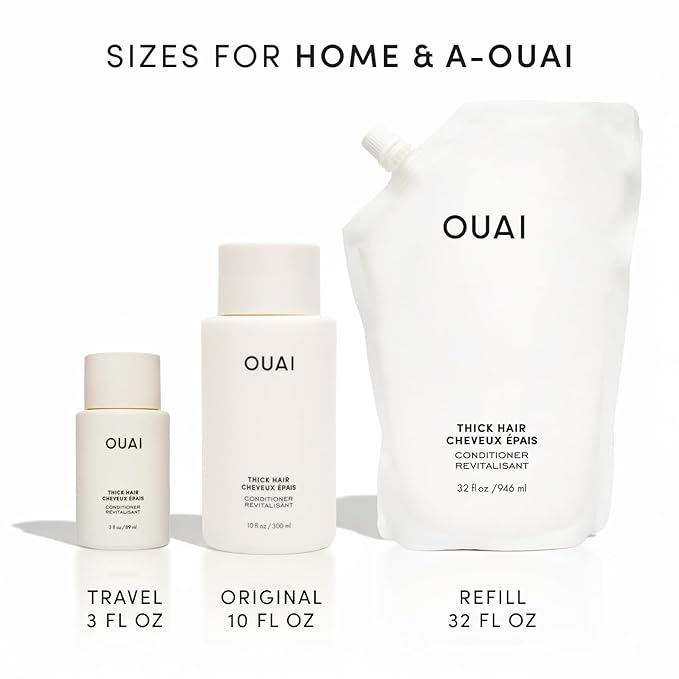 OUAI Thick Hair Conditioner - Moisturizing Conditioner for Dry, Frizzy Hair - Keratin, Marshmallow Root, Shea Butter and Avocado Oil - Paraben, Phthalate & Sulfate Free (10 Oz)