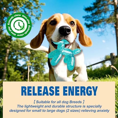 Durable Dog Chew Toy – Balloon Dog Shape, 6.14”for Medium & Large Dogs, Tough Plastic, Interactive Chew Toy for Boredom & Dental Health（Green）