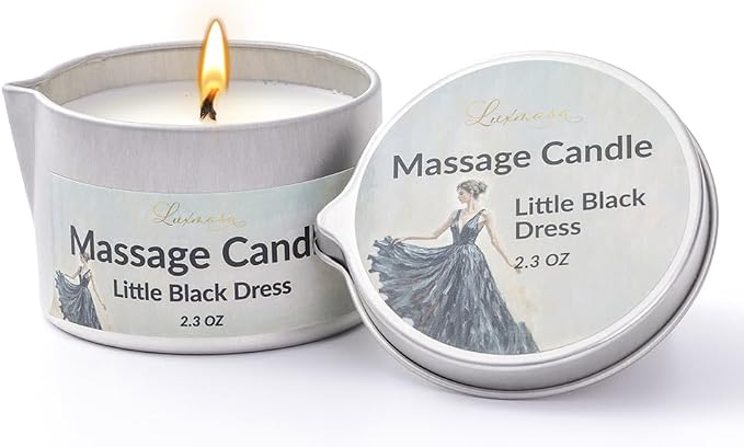 Massage Candle Warming Moisturizing Skin Oil, Natural Soybean Wax Low Temp 42 Degree Scented Candle for Date Night, Amazing Gift 2.3 OZ (Little Black Dress)