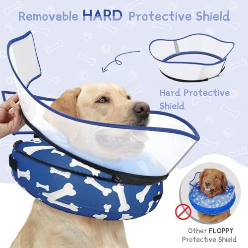 Supet Raised Inflatable Dog Cone Collar to Stop Licking, Soft Dog Cone Alternative After Surgery, Pet Neck Donut Collar for Small Medium Large Dogs
