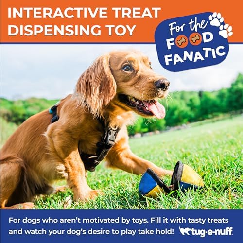 Tug-E-Nuff The Clam (Orange & Blue) Compact Dog Treat Dispenser Toy, 4.5"