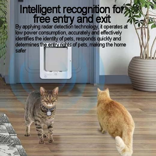Smart Pet Door - 4-Way Access Control, Ultra Quiet Flap, Weather Resistant for Indoor/Outdoor Use on Doors/Walls, for Cats and Small Dogs