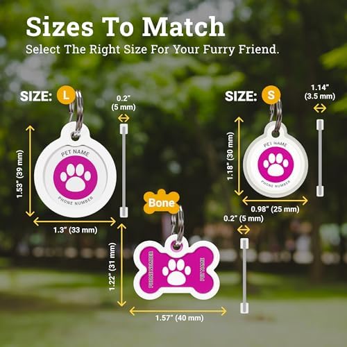 QR Code Dog Tag Personalized Pet Id Silent Cat Tags Engraved Name Plate with Online Profile («Pink Paw»)