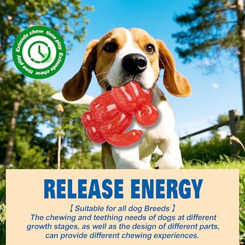 Monkey Dog Chew Toy, Indestructible Dog Rubber Toy for Medium & Large Dogs, Tough No Stuffing Puzzle Toy, Anxiety Relief & Dental Care, Interactive Cognitive Toy, 4.92inch (RED)