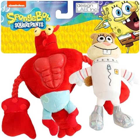 SpongeBob SquarePants, Squeaky Plush Dog Toys, Larry & Sandy, 2-Pack
