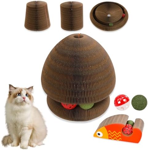 Cat Toys, Magic Organ Scratching Board, Reversible Interactive Cat Toys Scratching, Cardboard,Kitten Scratcher Pads with Catnip Ball(1PC)
