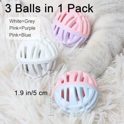 Cat Toy Balls with Bell Inside, Rubber, 2 inches, 3 Pcs