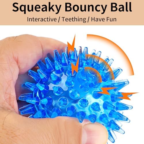 6 Pack Squeaky Spiky Dog Balls, Puppy Chew Toys for Teething, Small