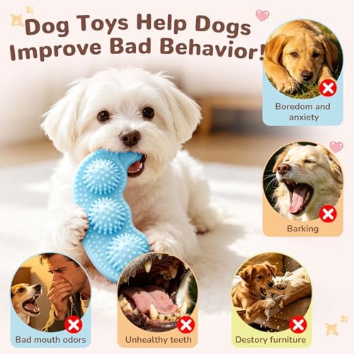 5 Pack Puppy Chew Toys for Small Dogs,Puppy Teething Toys for Small Puppies,Soft Rubber Dog Toys for Small Breed Interactive Chew Toys to Keep Them Busy (Blue)