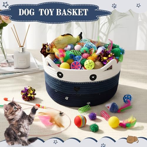 Zopeal 76 Pcs Cat Storage Basket Gift Toys Set, Blue