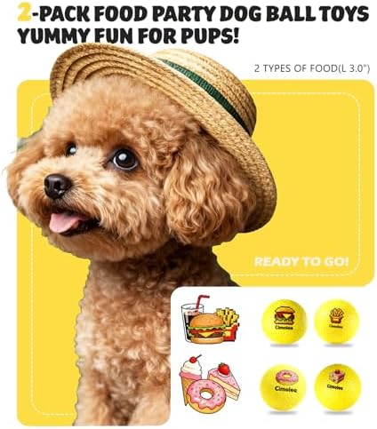 Dog Balls Tennis Balls for Dogs, Interactive Dog Toys for Aggressive Chewers, Dog Toy to Keep Them Busy, Puppy Chew Toys for Teething, Durable Dog Ball for Medium Small (Dessert-3.0")