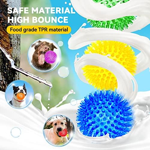 SHARLOVY 3.5” Large Dog Toys Ball, 6 Pack Squeaky Toys, Durable Spiky Ball