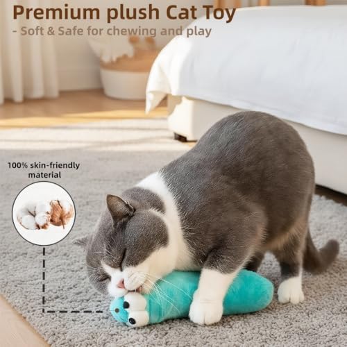 2BB Cat Kicker Toys 3 Pack, 13 Inch Quiet Catnip Toy Pillows for Indoor Cats, Soft Plush Refillable Kick Sticks for Kittens, Interactive Play & Exercise