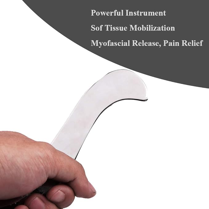 FeelFree Sport Stainless Steel Guasha Scraping Massage Tool-Muscle Scraper Tool for Soft Tissue, Physical Therapy for Back, Legs, Arms, Neck, Shoulder (A)