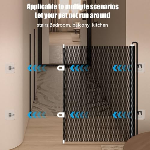 Retractable Pet Safety Gate Barrier, Adjustable Pet Security Gate for Stair