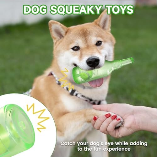 Water Bottle Dog Toy,Dog Toys for Aggressive Chewers,Water Bottle with Tennis Ball,Suitable for Small and Medium Pets to Exercise Outdoors(Green)
