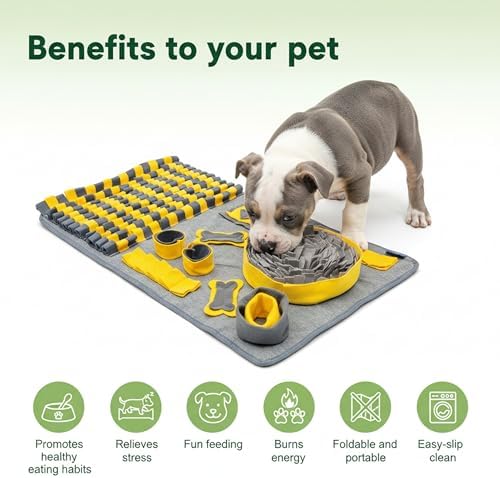 M Snuffle Mat Yellow Dog Puzzle Enrichment Slow Feeder