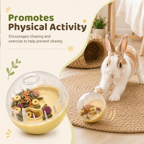 Rabbit Enrichment and Sniffing Toy set,Interactive Bunny Treat Ball & Bunny Stacking Cups toys for Guinea Pig Rabbit and Small Animal, Bunny ToyTreat Dispensing Slow toys for bunnies boredom 2PC