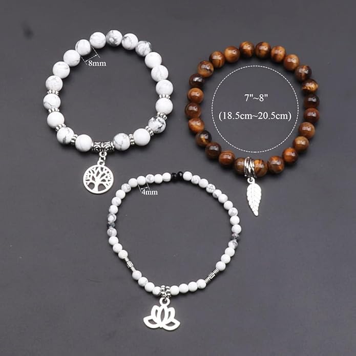 UEUC Tree of Life Yoga Healing Stone Bracelets,Multilayer Lotus Chakra Stone Reiki Bracelet Sets,Anxiety Crystal Natural Stone,for Women Stress Relief