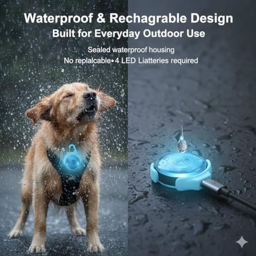 2-in-1 Dog Location Tracker Light Compatible with Apple Find My (iOS Only), Waterproof LED Dog Collar Light, 4 Light Modes, Dual Safety Protection, No Subscription (Green)