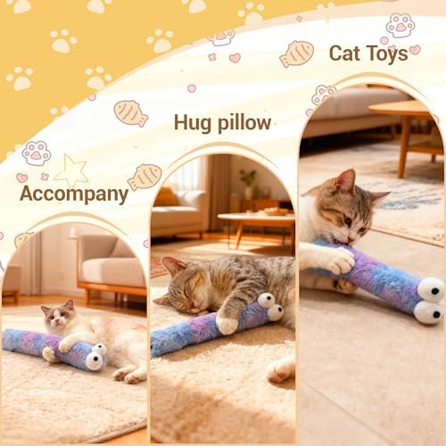 Cat Toys Pillows 3 Pack, Large 13” Cat Kicker Toys with Catnip Inside, Durable Interactive Cat Toys for Indoor Cats, Soft Kick Sticks for Exercise & Play