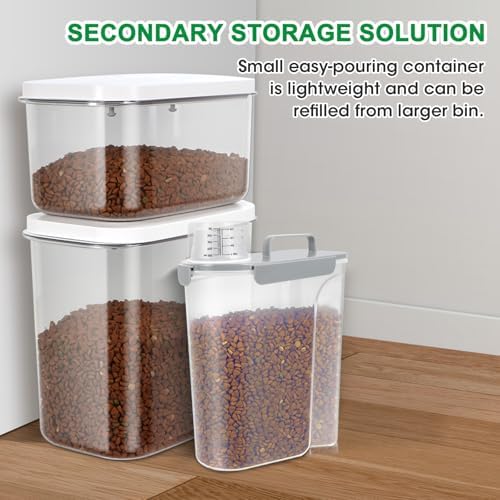 TBMax 10 lbs Cat Dog Food Storage Container, 2026 Upgraded Large Pouring Container for Pet Food Storage, Bird Seed Dispenser, Portable Travel Kibble Holder -Light Gray