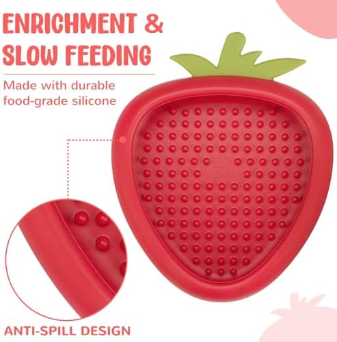Freeze Dog Lick Bowl, Animire Non-Slip Slow Feeder Lick Mat for Dogs, Silicone Dog Enrichment Bowl for Distraction Anxiety Relief Boredom, BPA Free, Dishwasher Safe(Red,L)