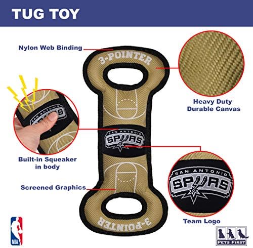 Pets First NBA SAN Antonio Spurs Field Toy. - Tough Nylon Pet Toy with Double Trim Stitching & Inner Squeaker, One Size, SPU-3030