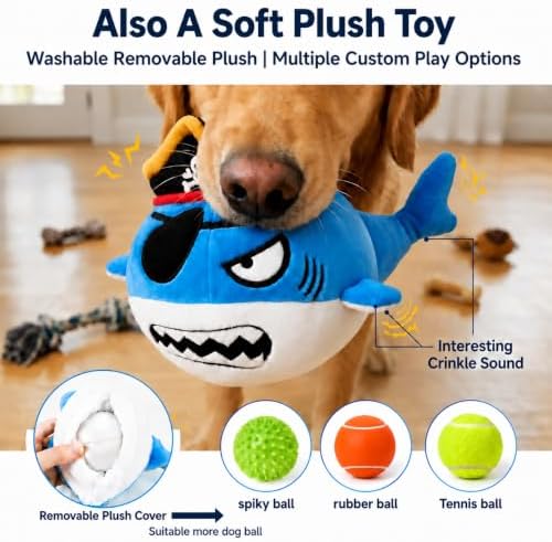 Interactive Dog Toys Shark, Automatic Moving Plush Chew Toy