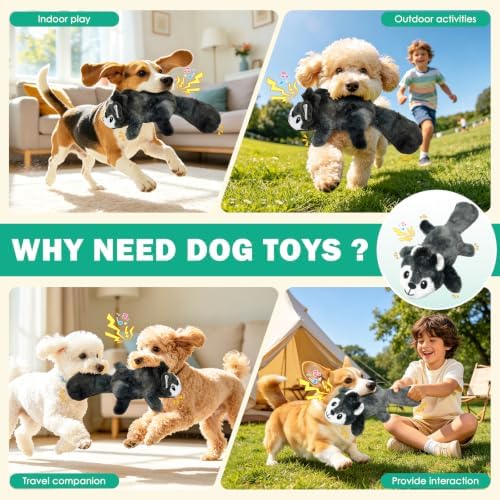 Fuufome Interactive Squeaky No Stuffing Crinkle Chew Toy for Dogs