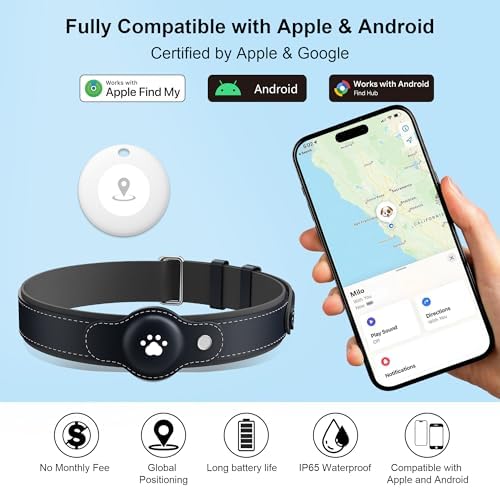 New GPS Tracker for Dogs: Smart Pet Collar with Real-Time Tracking,No Monthly Fee/Subscription (iOS & Android) Waterproof, Anti-Lost,365-Day Long Battery Life GPS Tracker Dog Collar(Tracker Included)