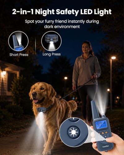 Electronic Dog Training Collar, 1-99 Shock Levels, IPX8, 3300FT