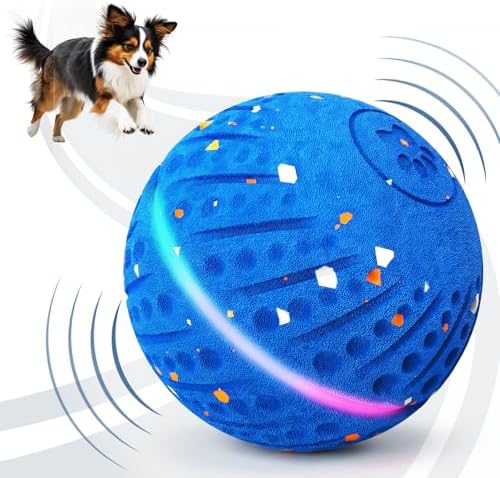 Dog Toys for Small Medium Dog to Keep Them Busy, Smart Interactive Dog Toys, Automatic Moving Bouncy Dog Balls with Lights, Motion Activated Rolling Dog Balls, Mental Stimulation, E-TPU Blue