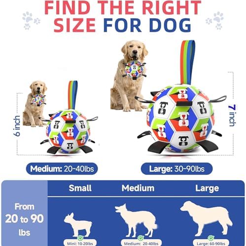 HEYLIFE Interactive Dog Soccer Ball Toy with Straps for 20-90 lbs Dog