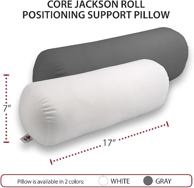 Core Products Jackson Roll Orthopedic Bolster Pillow - Neck, Back, Leg, Knee & Arm Support – Cervical & Lumbar Roll for Pain Relief, Spinal Alignment & Travel Comfort for Bed or Chair- Gray