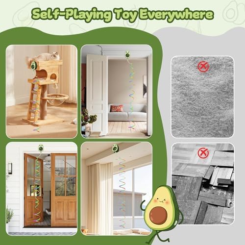 Interactive Cat Toys for Indoor Cats,Electric Flying Bird & Mouse Wand Teaser, Automatic Hanging Door Frame Chase/Hunt/Exercise Stimulate Feather Cat Toy for Bored Indoor Adult & Kitten (Dark Green)