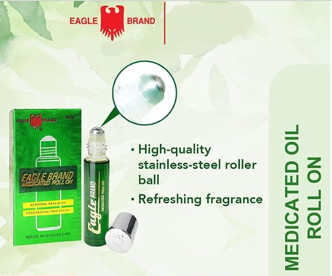 1 Pack - Twin Green Roll On Essential Medicated Oil - Hai Chai Dau LAN Con O Xanh - 8mL per Bottle x 2 Bottles per Order - Made in Singapore