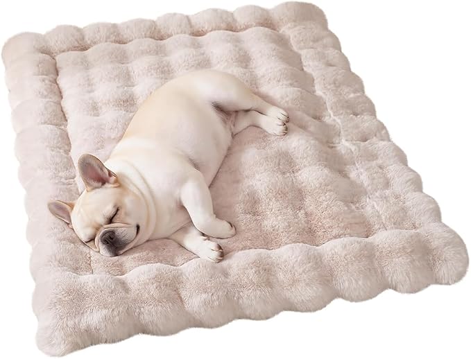 SOMAHE Plush Pet Bed Mat, Machine Washable, Medium 27x20 Milky White | Machine Washable + Non-Slip Paw Bottom: plush pet mat stays fluffy and steadier for large cats and small dogs.