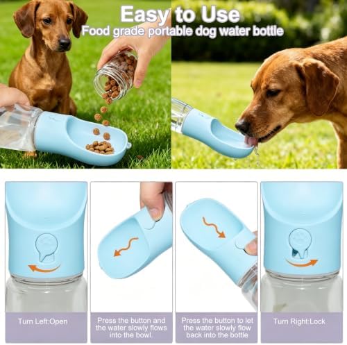 Portable Dog Water Bottle with Food Container, Drinking Bottle for Travel