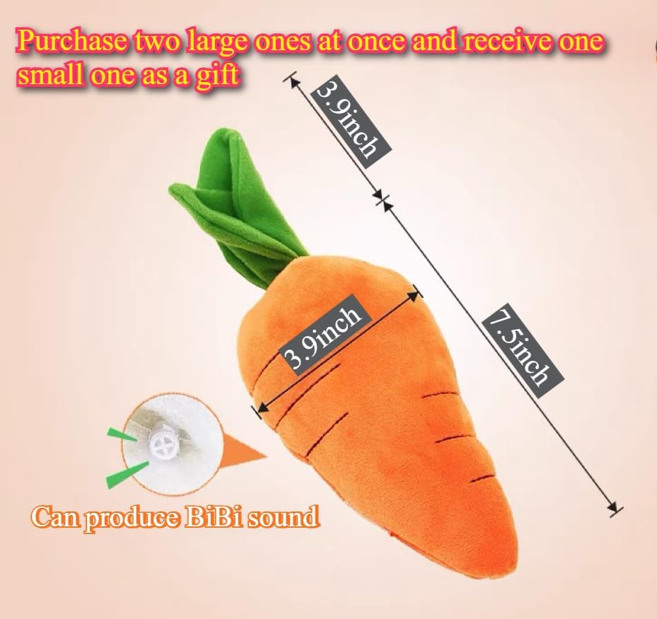 Giant 29.5'' Anxiety Relief Carrot Plush for Dogs - Squeaker Inside Interactive Chew Toy with Hypoallergenic Filling | Oeko-TEX Certified Boredom Buster & Cuddle Companion