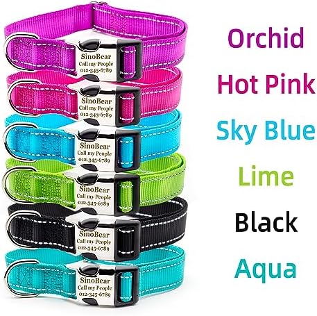 Durable Custom Dog Collar Laser Engraved Name Plate Sizes Adjustable